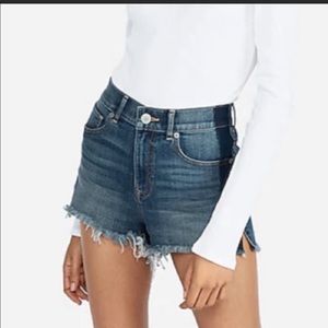 Express High Rise Shortie Denim shorts